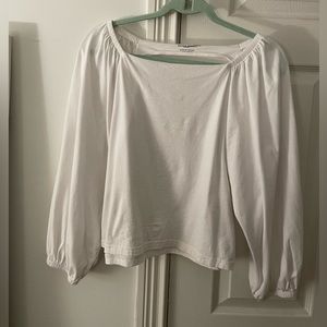 Banana Republic White Blouson Sleeve Top, Size S
